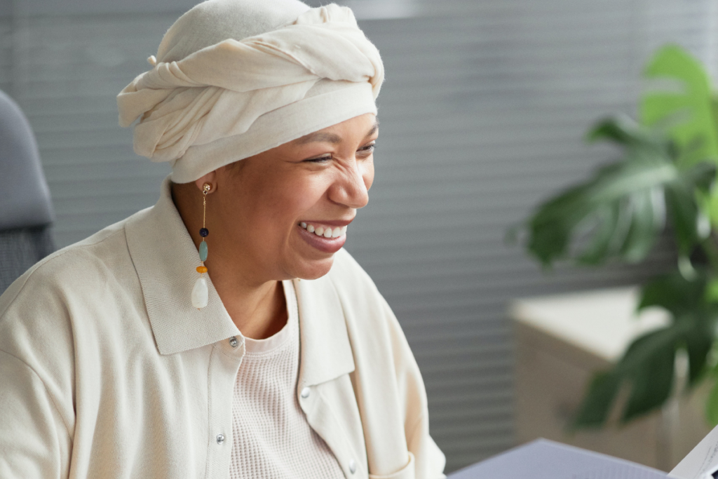 Woman laughing and learning how to practice gratitude